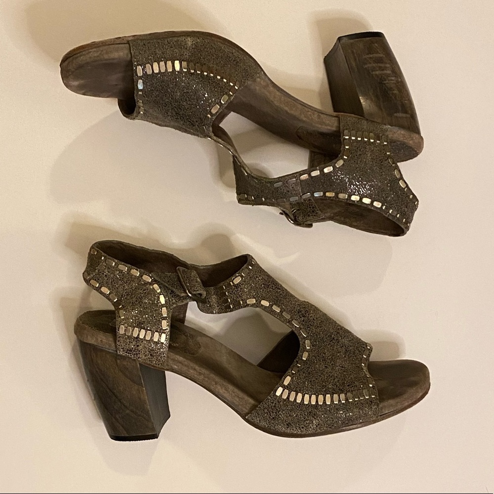 Calleen Cordero designer leather sandals wood heel